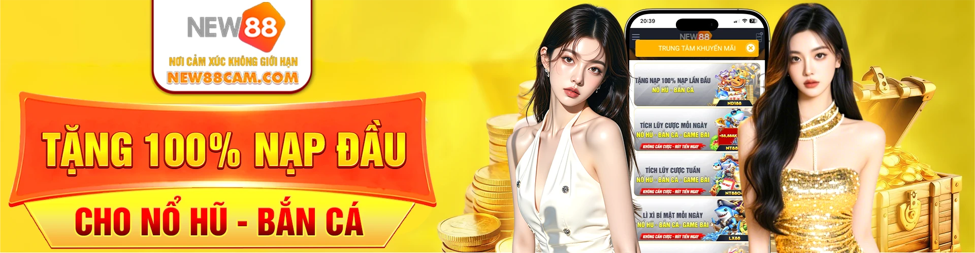 Tặng 100% nạp đầu cho nổ hủ - bắn cá new88